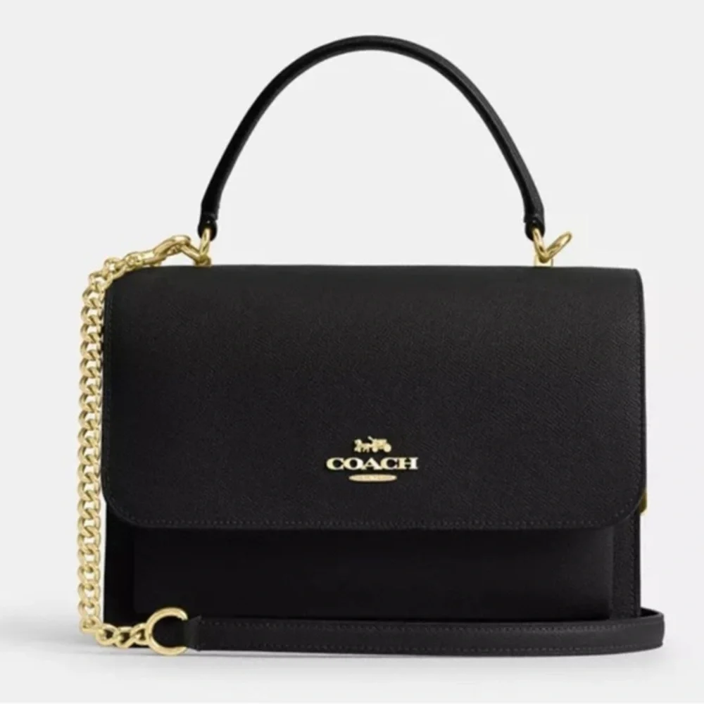 New Coach Klare Top Handle Bag Elegant Black Leather Handbag